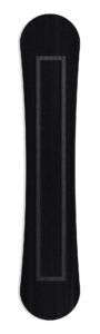 Back of custom acrylic snowboard print showing black floating mount frame — ready to hang wall art