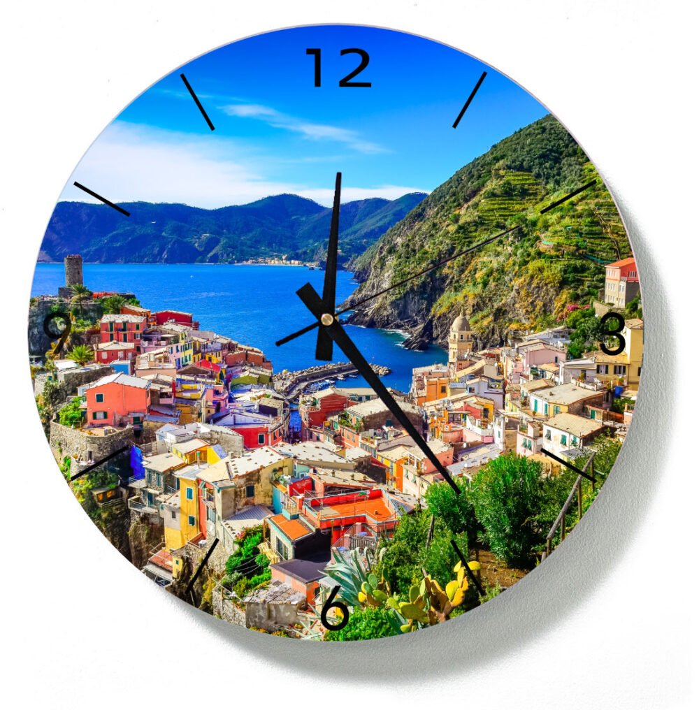 Acrylic Clock of Village Vernazza In Cinque Terre
