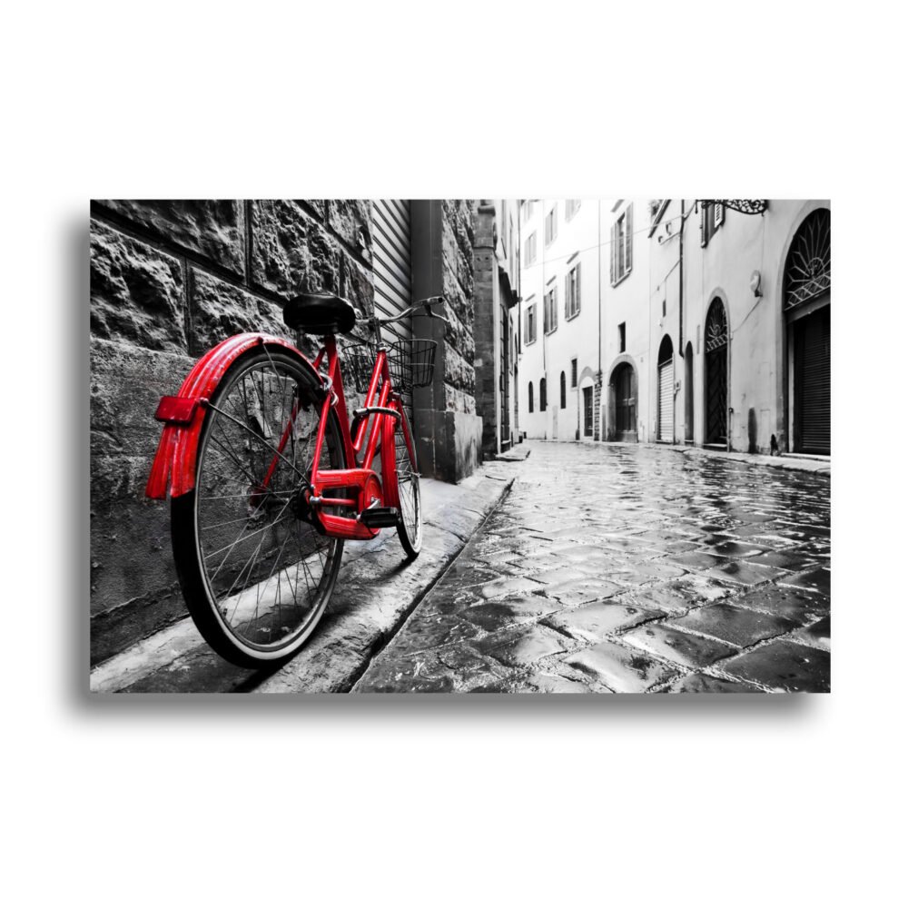 Red Retro Vintage Bicycle In Old Town Paris on canvas 2