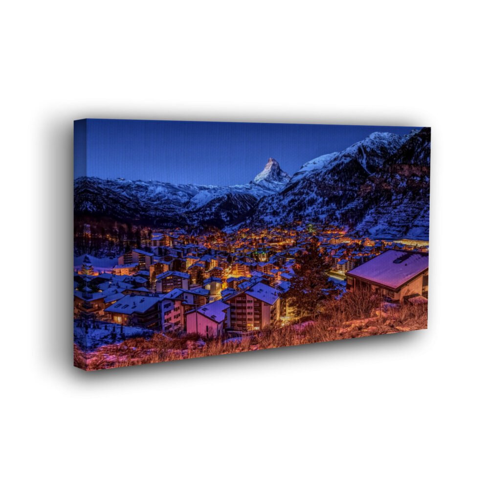 Zermatt switzerland canvas with cartoon effect on canvas