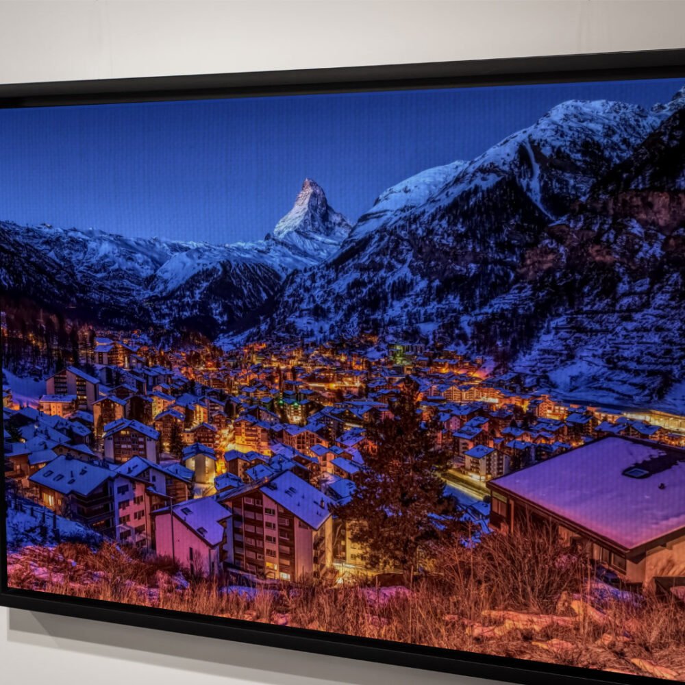 Zermatt switzerland canvas with cartoon effect on framed canvas