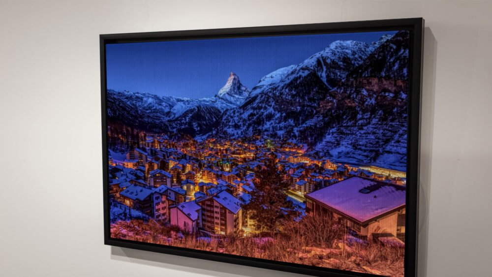 Zermatt switzerland canvas with cartoon effect on framed canvas