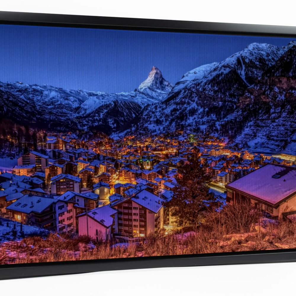 Zermatt switzerland canvas with cartoon effect on floated framed canvas