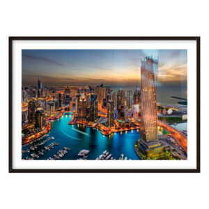 Dubai Art Print Framed Mat Expresso 36x24 - printmyjourney.com - Montreal, Canada