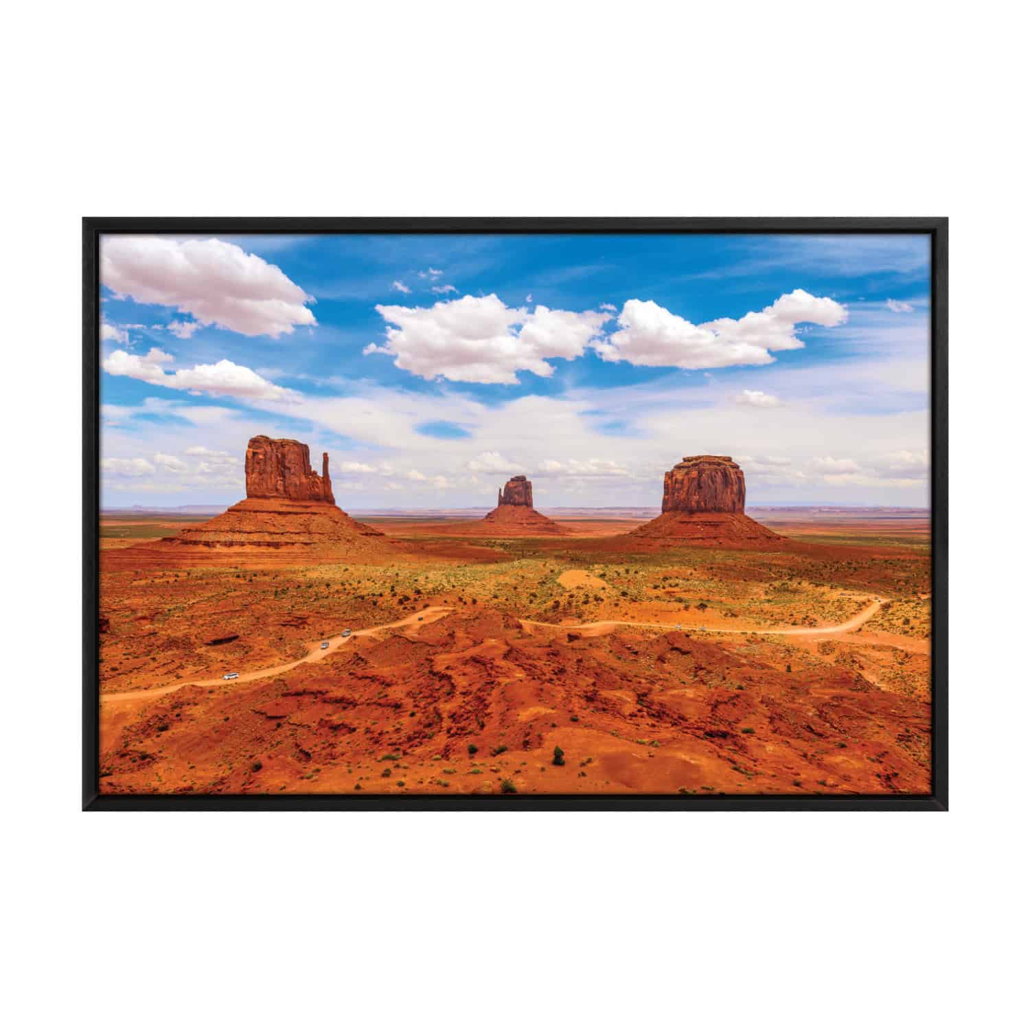 Monument Valley Framed Canvas Black 24x16 - printmyjourney.com - Montreal
