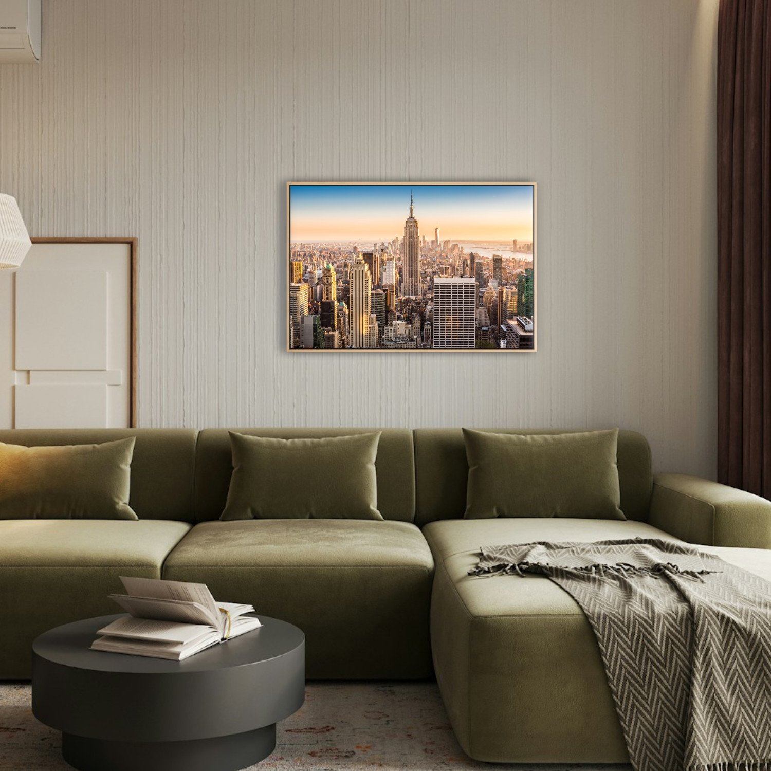 New York Framed Canvas Wood 36x24 room - printmyjourney.com - Montreal