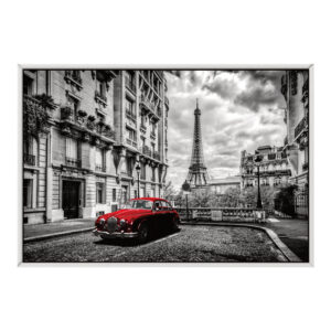 Paris Framed Canvas White 24x16 - printmyjourney.com - Montreal, Canada