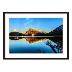 Vermilion Lake Sunset Art Print Framed Mat Expresso 24x16 - printmyjourney.com - Montreal, Canada